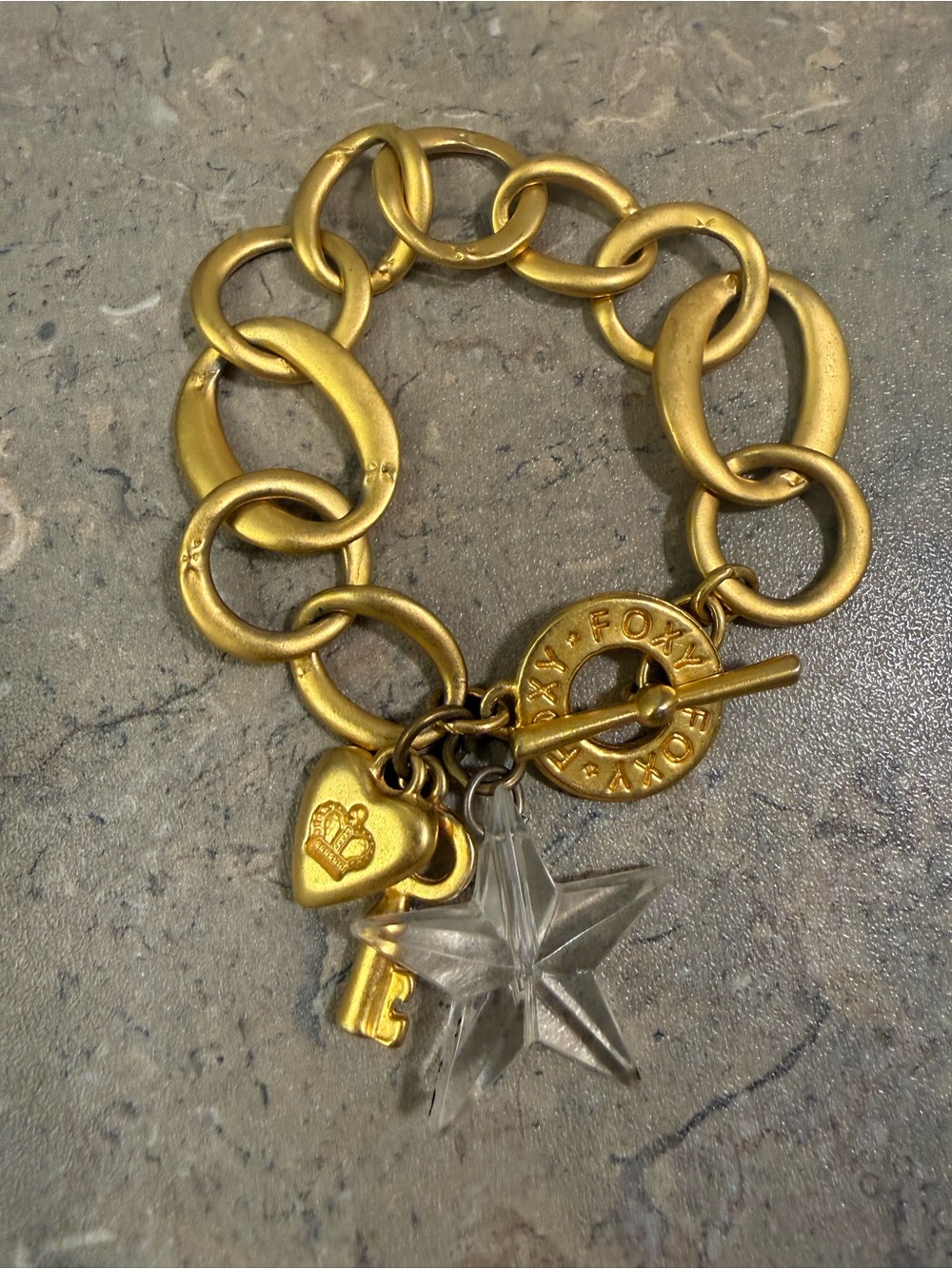Gold-Tone Charm Bracelet with Star & Key Charms